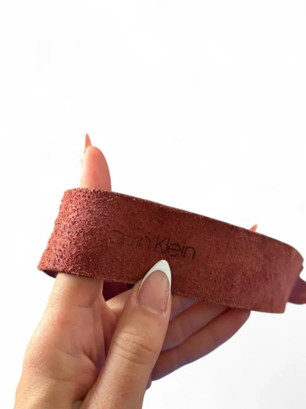 Vintage 90s 70s 80s Calvin Klein red leather belt with brass buckle medium/large